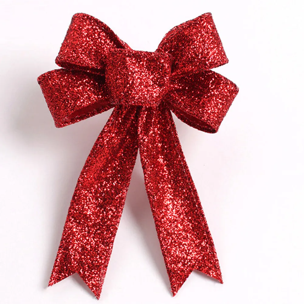 Red Pretty Bow Xmas Ornament Christmas Tree Decoration Festival Party Home Bowknots Baubles New Year Halloween Decoration A30814