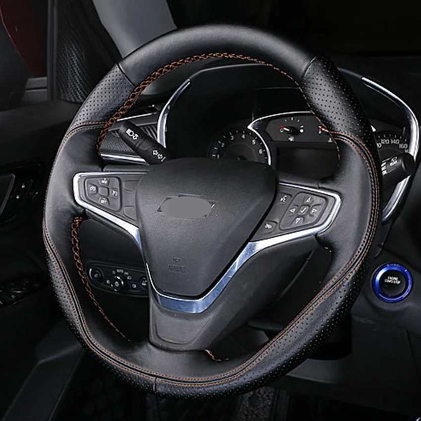 DIY крышка рулевого колеса автомобиля из натуральной кожи для Chevrolet Explorer Malibu XL Buick Velite 5 автомобильные аксессуары