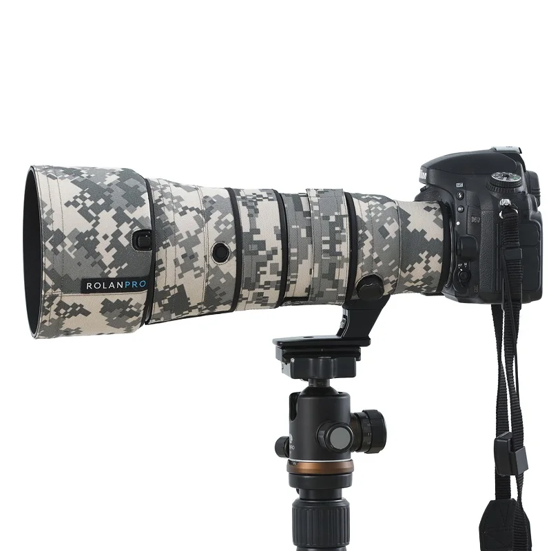 CHASING BIRDS Camouflage Waterproof Lens Coat For Nikon AF-S 500mm F/5.6E PF ED VR Rainproof Lens Protective Cover (Brown Grid