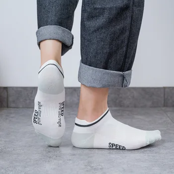 

Pure Cotton Athletic Socks Spring Summer Thin Section In Her Korean-Style Men Handle Short Lettered Stereo