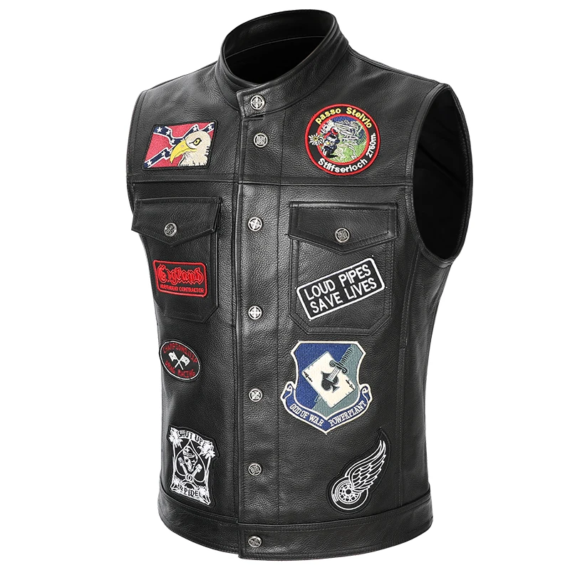 Mens Motorcycle Biker Real Leather Vest 