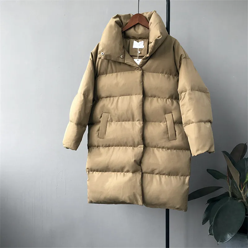 Куртка на утином пуху женская зимняя верхняя одежда пальто Женская длинная Повседневная теплая пуховая Куртка парка пальто M364 - Color: Khaki