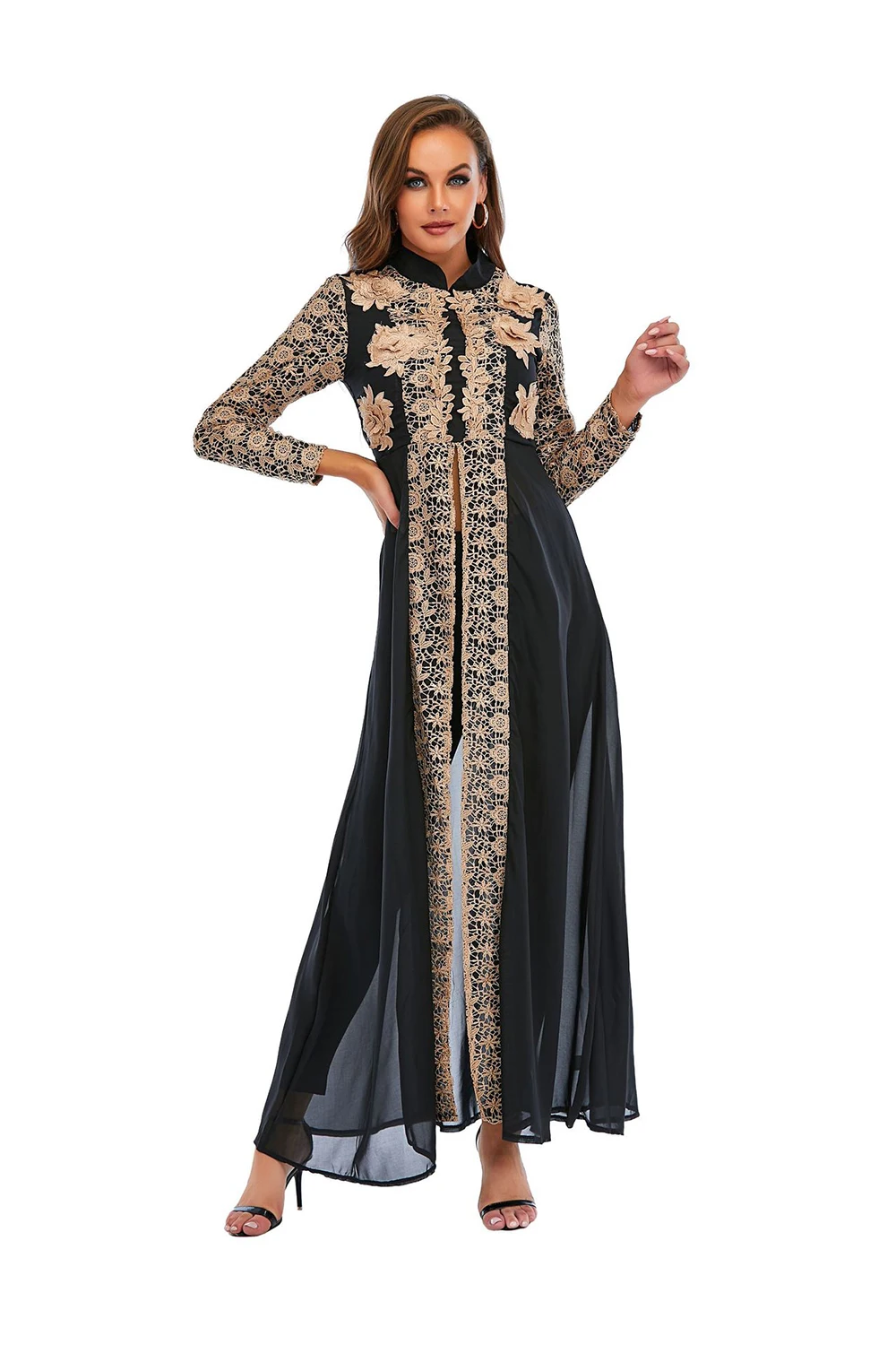 green emerald velvet dress Ramadan Eid Mubarak Fashion Kimono Dubai Abaya Kaftan Turkish Islamic Clothing Muslim for Women Cardigan Robe musulman de Mode Gray / 2XL