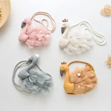 Милая Детская сумка из хлопка с рисунком лебедя, сумка для девочек, ткань, диагональная, милая монета с изображением животного, кошелек