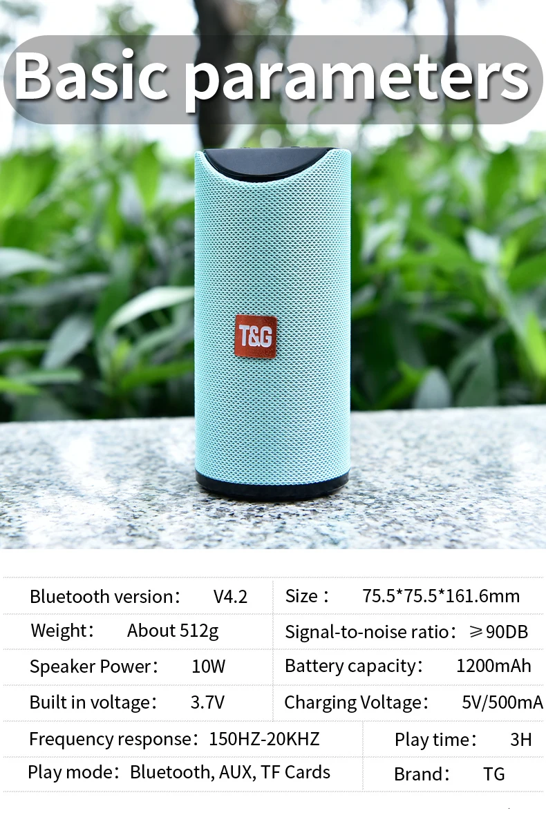 TG Bluetooth Speaker Portable Outdoor Loudspeaker Wireless Mini Column 3D 10W Stereo Music Surround Support FM TFCard Bass Box