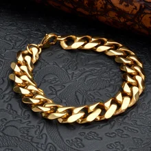 13/15 мм Ширина модные 316L Нержавеющая сталь золота ручной кубинской для Для мужчин браслет Высокое качество Для мужчин ювелирные изделия