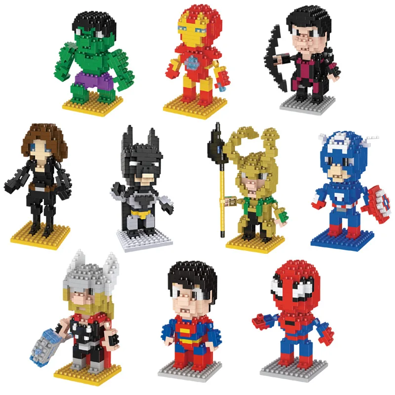 

Building Blocks Mini Qute Marvel The Avenger Super hero Captain America 3d plastic puzzle Movie Model children Educational Toy