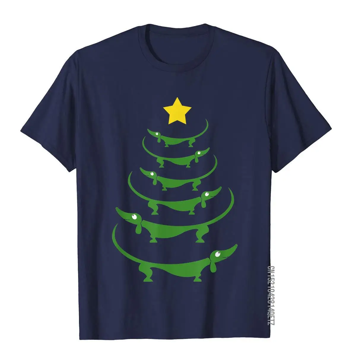 Dachshund Wiener Dog Christmas Tree Funny Holiday T-Shirt__B5522navy