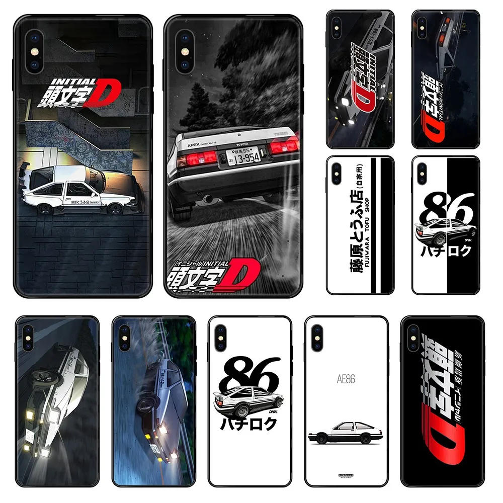 Черный чехол для телефона с рисунком на заднюю панель автомобиля Initial D AE86 iphone 4 4s 5