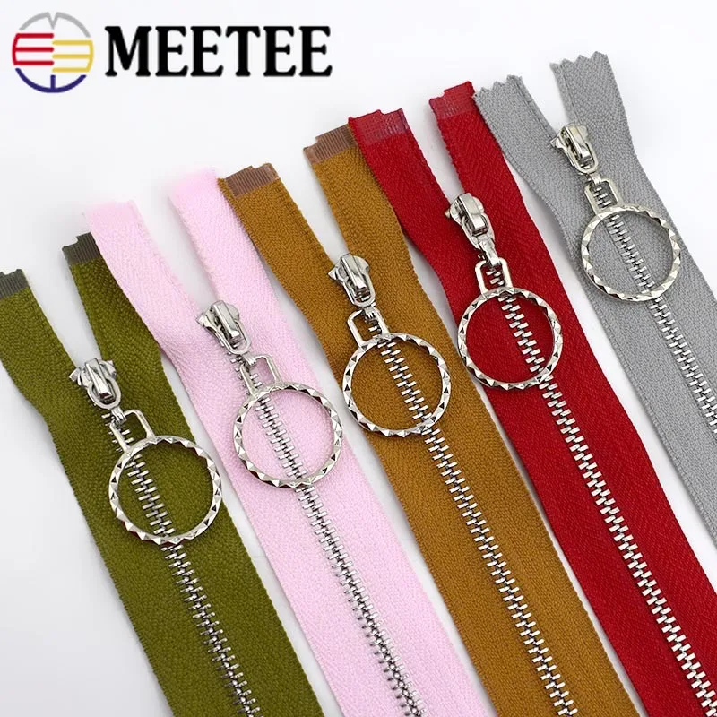 Meetee 2 шт. молнии с закрытым концом 20/30 см с открытым концом; большие размеры 40-70 см 3# металлическая Серебристая зубец Застежка-молния DIY одежды текстиль Декор на молнии Швейные Материал ZA088