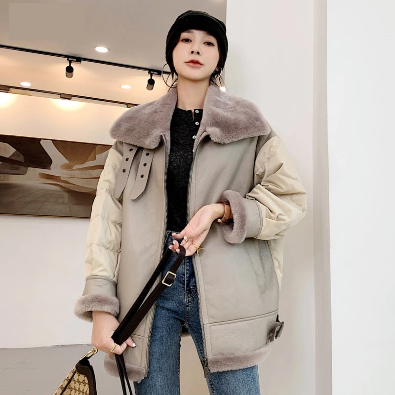 

Natural Real Fur Coat Female Genuine Leather Jacket Winter Sheepskin Down Coat Women Clothes 2019 Double-faced Fur Tops ZT4141