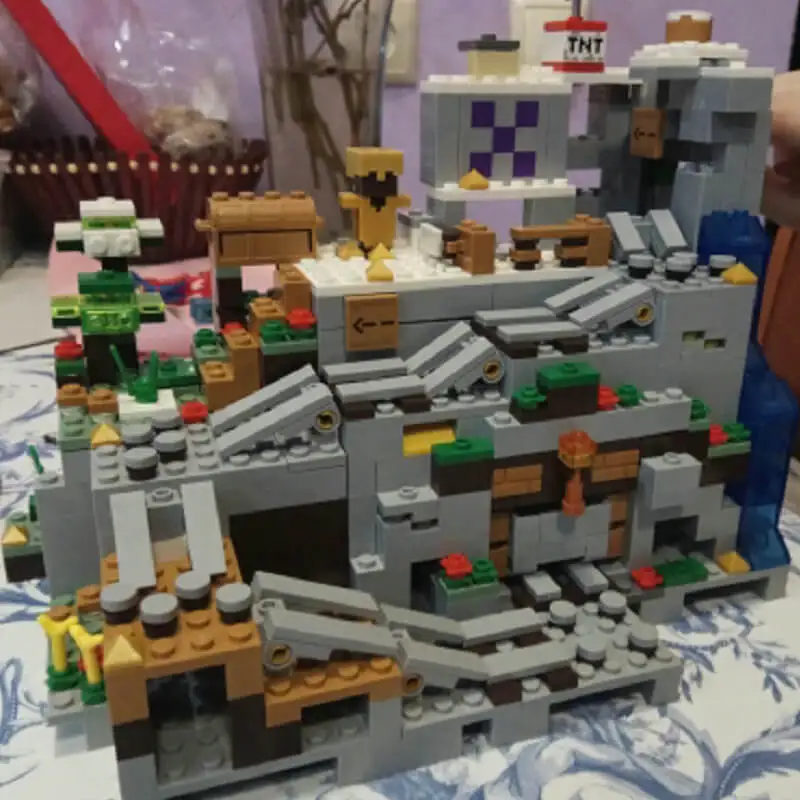 Mountain Cave Mine Mechanism Building Block With Action Figures Compatible 21137 My World Brick Set Gifts Toys Mountain Cave Mine Mechanism Building Block With Action Figures Compatible 21137 My World Brick Set Gifts Toys