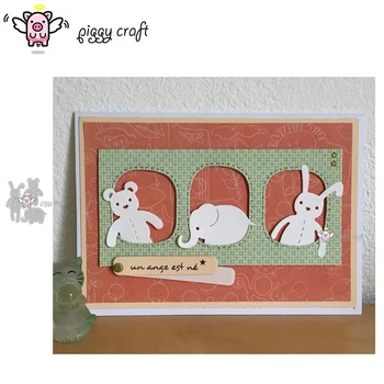 

Piggy Craft metal cutting dies cut die mold 3Pcs Bear rabbit elephant Scrapbook paper craft knife mould blade punch stencils die