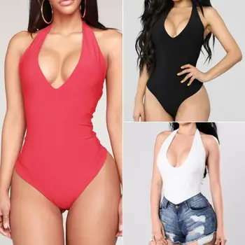 

Women Bodysuit Slim Stretchy Sleeveless Backless Club Party Jumpsuit Romper Plus Size /BY
