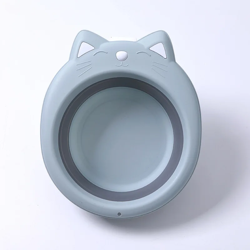 Portable Folding Basin Foldable Bucket Tourism Outdoor Baby Silicone Washbasin Fishing Camping Car Wash Bucket Kitchen K1239 I - Color: Blue