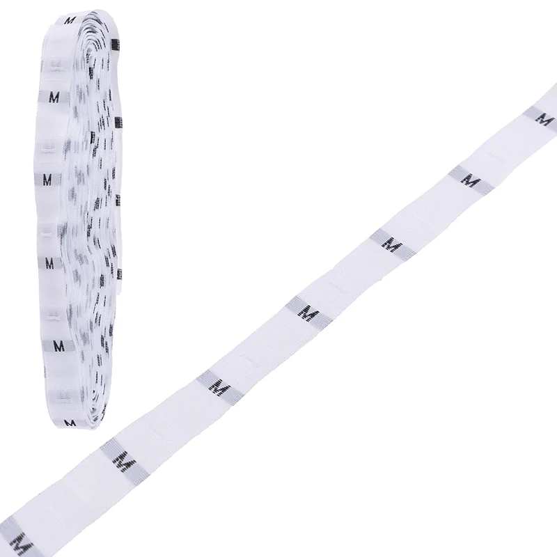 C 1 Roll(about 500PCs) Size Labels Garment Clothing Woven Tags XS-4XL White Black 30mmx 12mm - Цвет: C