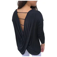 Открытая спина Йога рубашки с вырезом на спине водолазка нерегулярные Бесшовные женские с длинным рукавом короткий Тренажерный Зал Фитнес Топ A12