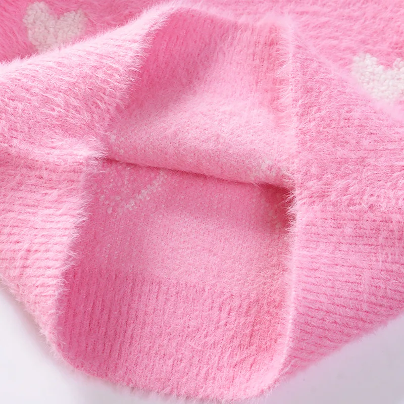 

Girls' Pullover Sweater 2019 Autumn And Winter New Style Heart Thick Warm Mink Cashmere Sweater Children Baby Shirt