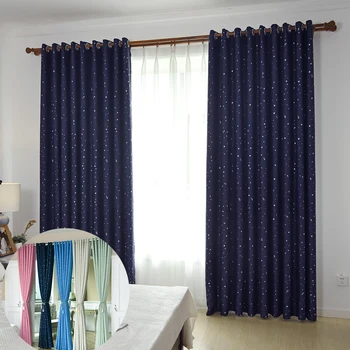 

Thicken Blackout Curtains Single Side Light Bronzing Stars Living Room Bedroom Balcony Curtains