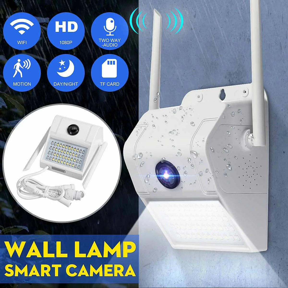 1080P WiFi беспроводной открытый двор светодиодный светильник ip-камера на солнечной батарейке IP65 водонепроницаемая Внешняя камера наблюдения с ночным видением