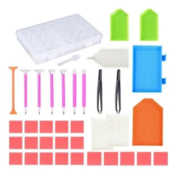 

38 Pieces 5D Diamond Painting Accessories with Diamond Embroidery Box for 5D Diamond Painting Q6PE