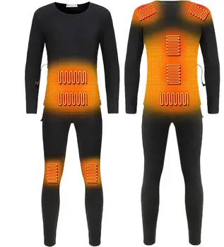 

Winter Heated Jacket Motorcycle Heating Jacket Electric USB Heating Thermal Underwear Set Shirt Top Heated Suit Men Women S-4XL