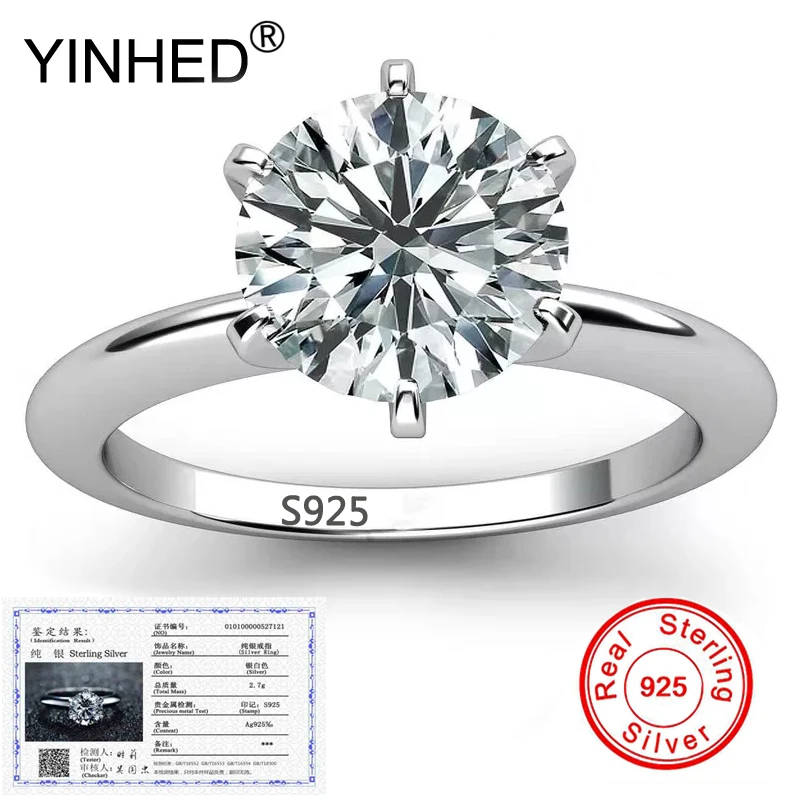 Имеет сертификат! YINHED Forever обручальное кольцо Твердое Серебро 925 пробы ювелирное