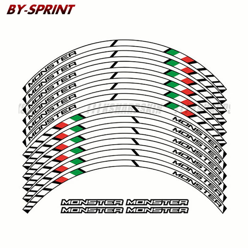 Обувь для езды на мотоцикле все DUCATI MONSTER 695 696 796 1100 1100S 797 821 795 12 X толстый край внешний обод наклейки Стикеры колеса нашивки