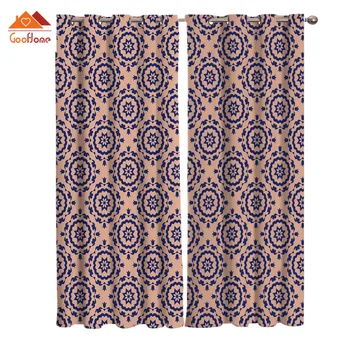 

Retro Brown Geometic Pattern Bohemia Window Curtains Living Room Outdoor Fabric Drapes Curtain Home Decor
