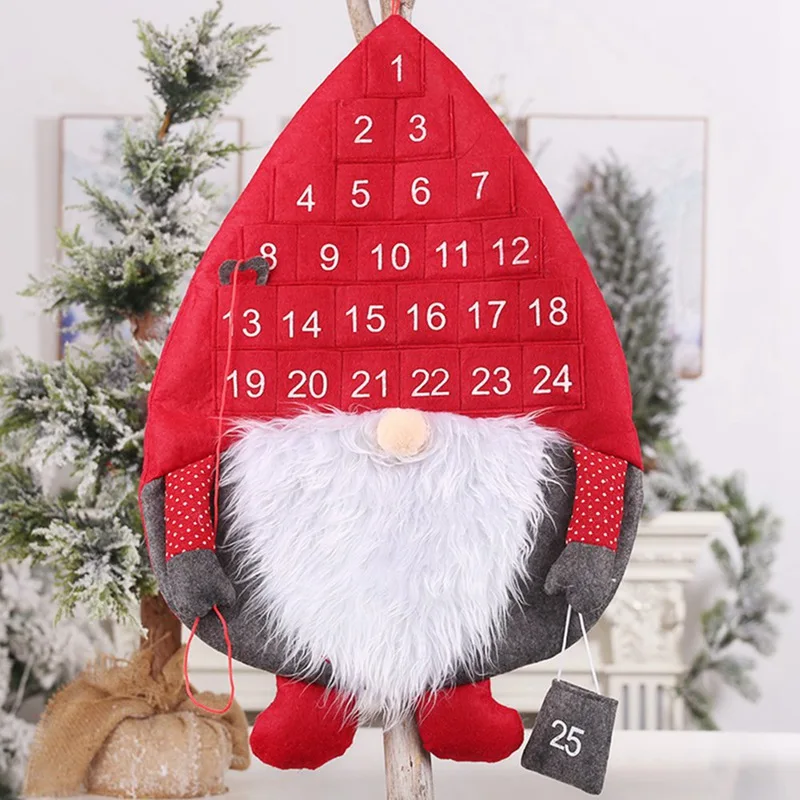 Christmas Calendar Santa Claus Snowman Xmas Advent Timer Christmas Countdown Wall Calendar Home Decoration - Цвет: RD