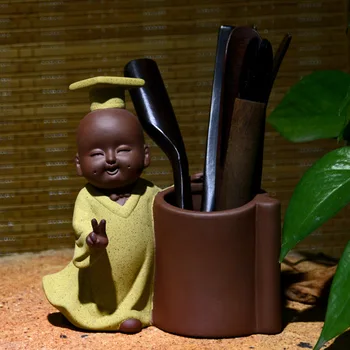 Little Doctor Pen Container Tea Ceremony Tea Set Accessories Tea Decoration Clay Tea Pet Mini Tea Set ceramic monk set