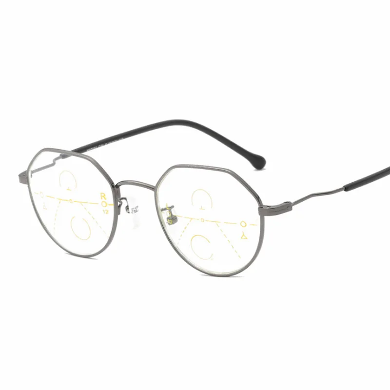 Модные прогрессивные Мультифокальные очки для чтения, мужские умные очки для чтения с зумом, женские очки для чтения с дальним прицелом, анти-синие очки - Цвет оправы: Gun Gray