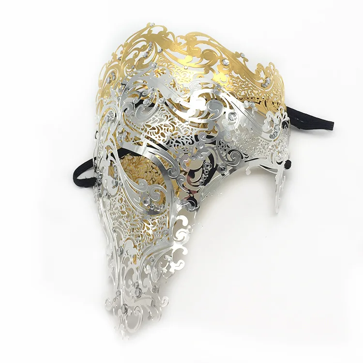 

Masquerade Ball Half-Hace Men's Metal Diamond-Encrusted Mask Mysterious Party One-Eyed Masks Make up Festival