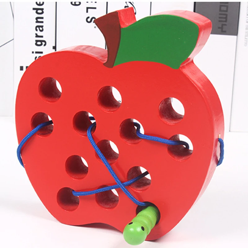 Детская игрушка montessori учебное удовольствие от нить деревянная игрушка Форма познавательная червь едят для фруктов яблок сыр раннего обучения обучающая математика игрушка