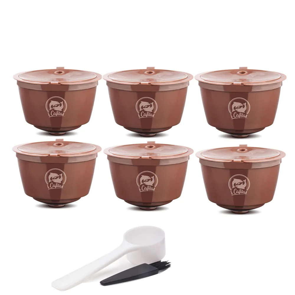 6pcs Brown ICafilas Dolce Gusto многоразового пользования Crema Кофе капсулы капучино фильтры Совместимость с Nescafe Dolci густо машина - Цвет: 6pcs Brown