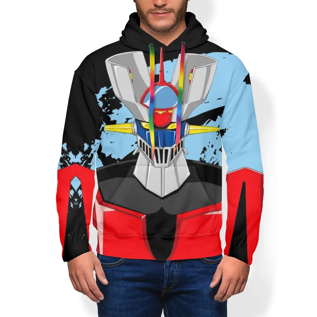 Mazinger толстовка с капюшоном, толстовки с капюшоном, черные пуловеры с капюшоном, свободные толстовки из полиэстера, длинные осенние толстовки с капюшоном