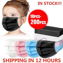 10-200 Uds niño máscara para niños mascarillas desechables 3 capa filtro Anti polvo gripe tela fundido protectora transpirable boca máscaras