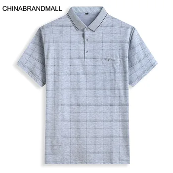 

2020 Men Plus Fat Plus Size Leisure Lapel Grid Printing Short Sleeve T Shirt Male