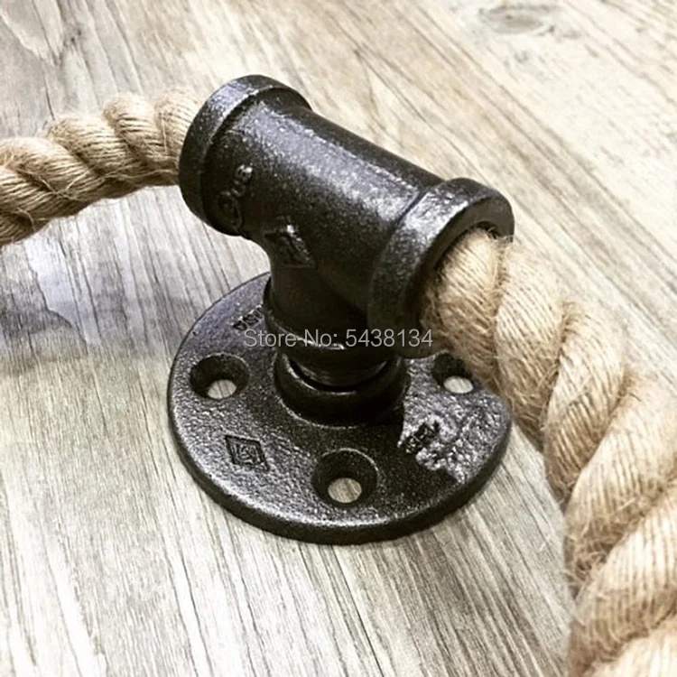2pcs/lot Industry Style Pipe Door Handle Vintage Iron Rope Handle Barn Door Pulls Door Ring