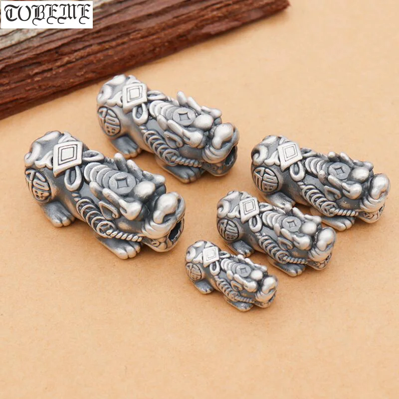 Винтажные серебряные бусины Fengshui Pixiu 100% серебро 999 пробы ювелирные изделия для