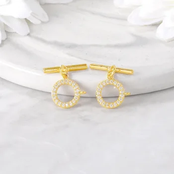 

4 Sets O:7x7MM T:2x12MM 24K Gold Color Plated Brass Round Bracelet O Toggle Clasps High Quality Diy Jewelry Accessories