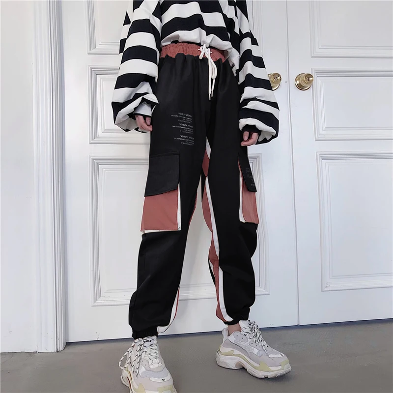 NoEnName_Null лоскутный пояс с высокой талией брюки для женщин Pantalones Mujer зимние однотонные брюки карго корейские женские джоггеры 50cs