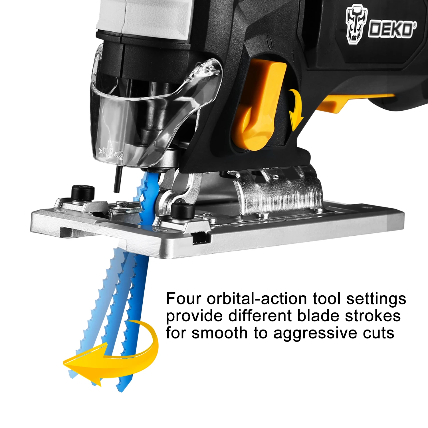 DEKO DKJS80Q3 JHigh Power Jig Saw 6 Variable Speed multi-angle Electric Saw with Blades, Metal Ruler, Allen Wrench Power Tools DEKO DKJS80Q3 JHigh Power Jig Saw 6 Variable Speed multi-angle Electric Saw with Blades, Metal Ruler, Allen Wrench Power Tools