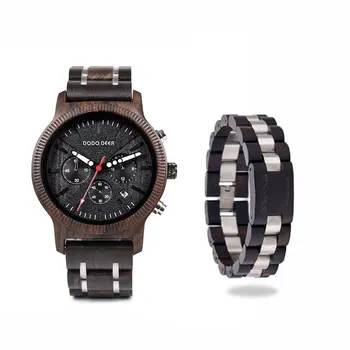

DODO DEER Men's Watch Bracelet Stainless Steel Wood Combination Gift Herrenuhr Armband Multifunction Waterproof WatchC08-1 S01-1
