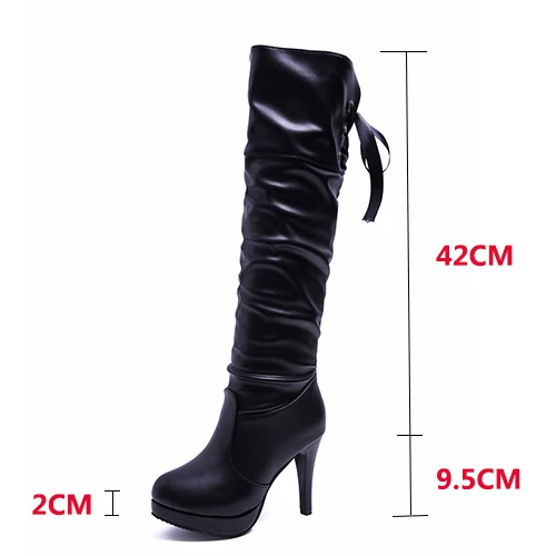 Black Пикантные Сапоги выше колен на очень высоком каблуке; белые зимние женские сапоги; Новинка года; черные кожаные высокие сапоги без застежки; женские сапоги до бедра - Цвет: Black