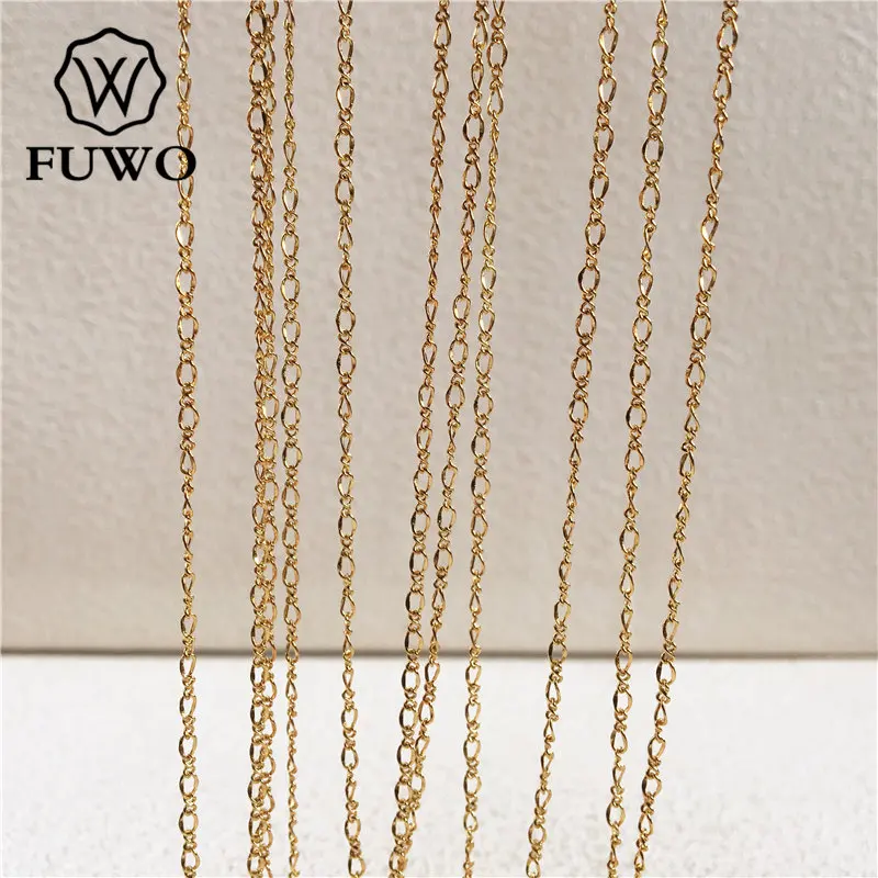 FUWO Wholesala High Quality Brass Chain With 24k Gold Dipped Anti-Tarnish Oval Chain For Necklace Making 2*3mm 10Meter/Lot NC010