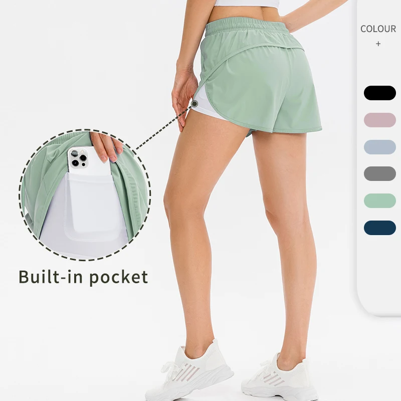 Yoga Shorts For Sports Shorts Running Shorts Yoga Shorts Workout Shorts Double Layer Women Sexy Trousers Fitness Gym Running Ladies Sport Athletic Tights Spandex Black