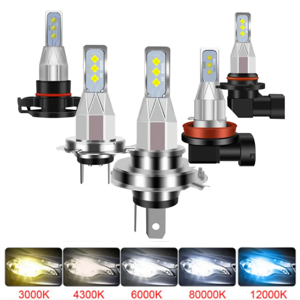 

2Pcs H4 H11 H7 2525 CSP Led Mini Car Headlight Bulb Source Led Fog Driving Lights 4300K 6000K BulbFog Lamps Car Accessories