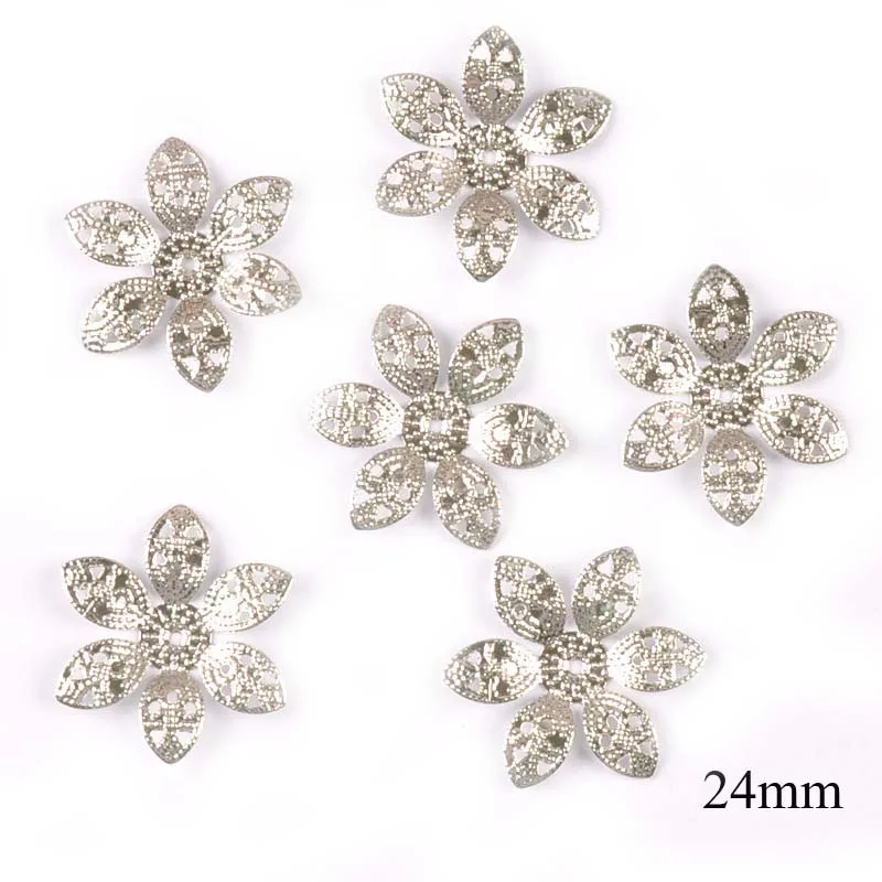 Gold/silver/Bronze 10 Style Flowers Wraps Filigree Connectors For Scrapbooking Embellishments Metal Crafts Decor 20pcs YK0762 - Цвет: 7 silver