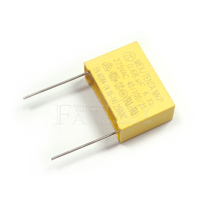 10pcs 0.68uF 10pcs capacitor X2 capacitor 275VAC 680NF Pitch 22mm X2 Polypropylene film 0.68uF polypropylene film capacitor